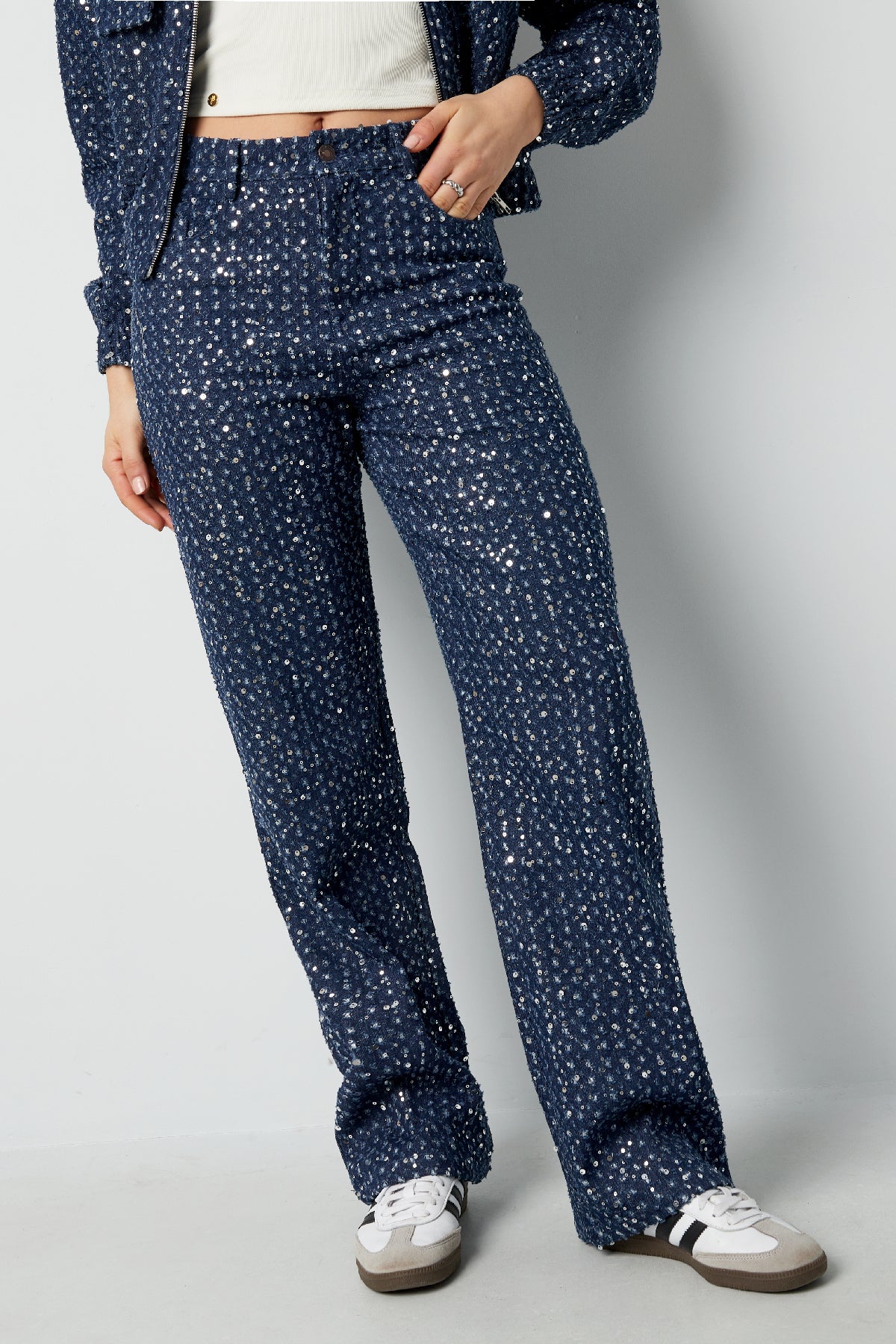 Jeans Denim con Paillettes