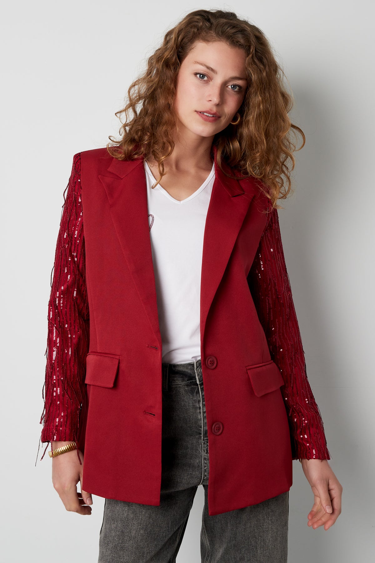 Blazer maniche glitterate