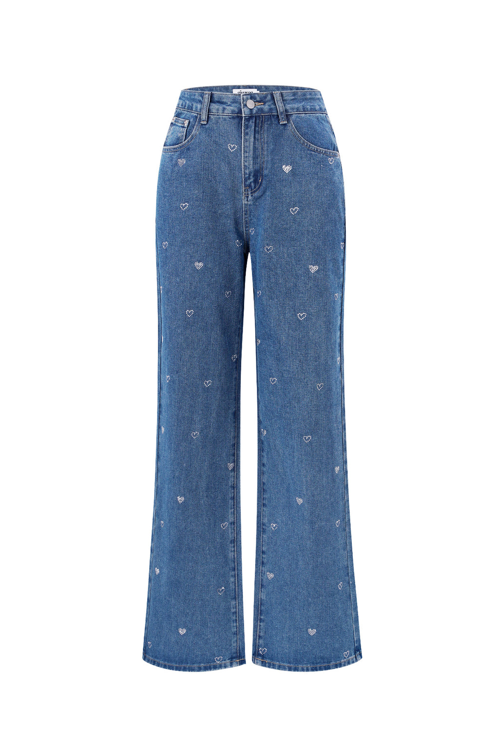 Jeans denim con cuore glitterato