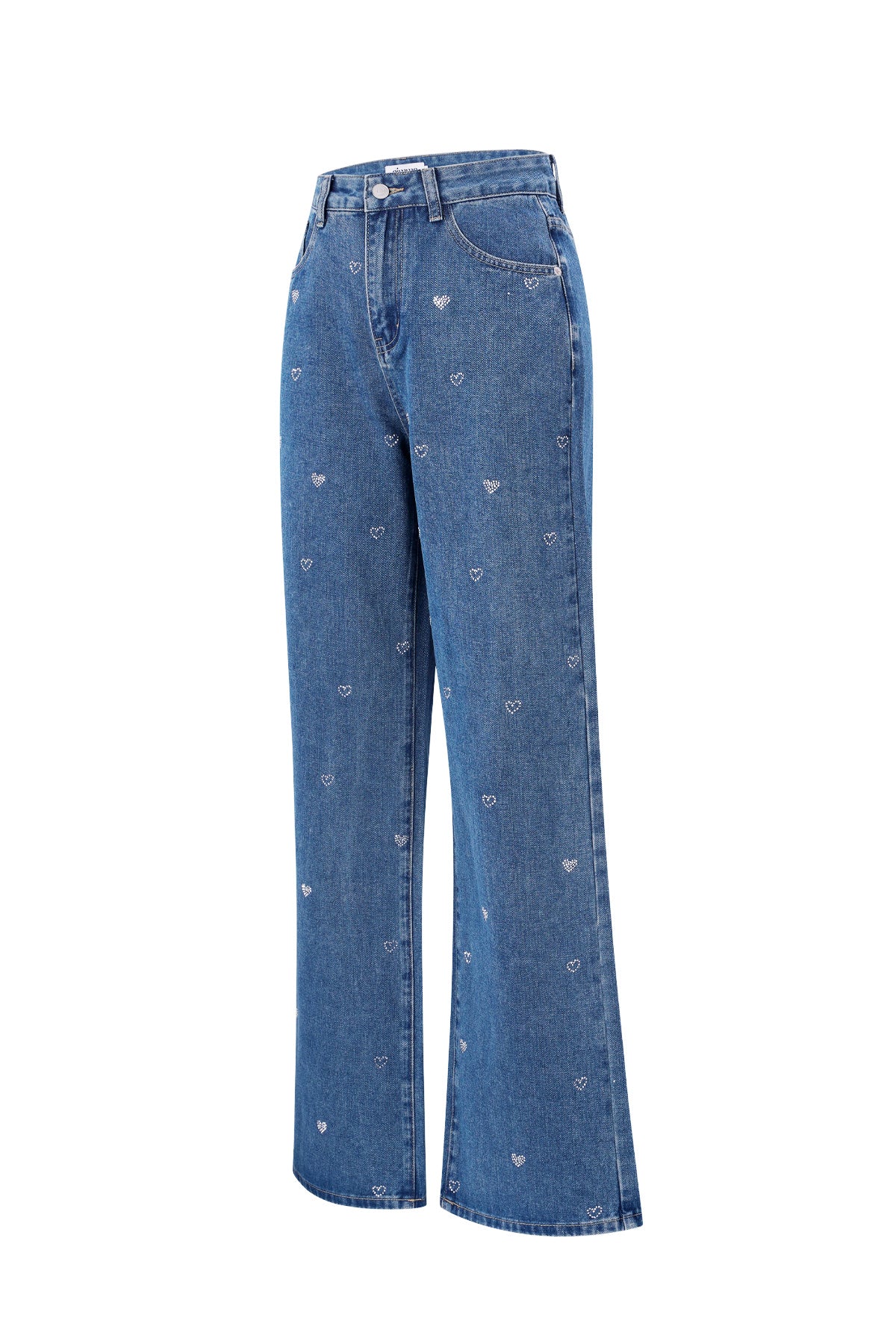 Jeans denim con cuore glitterato