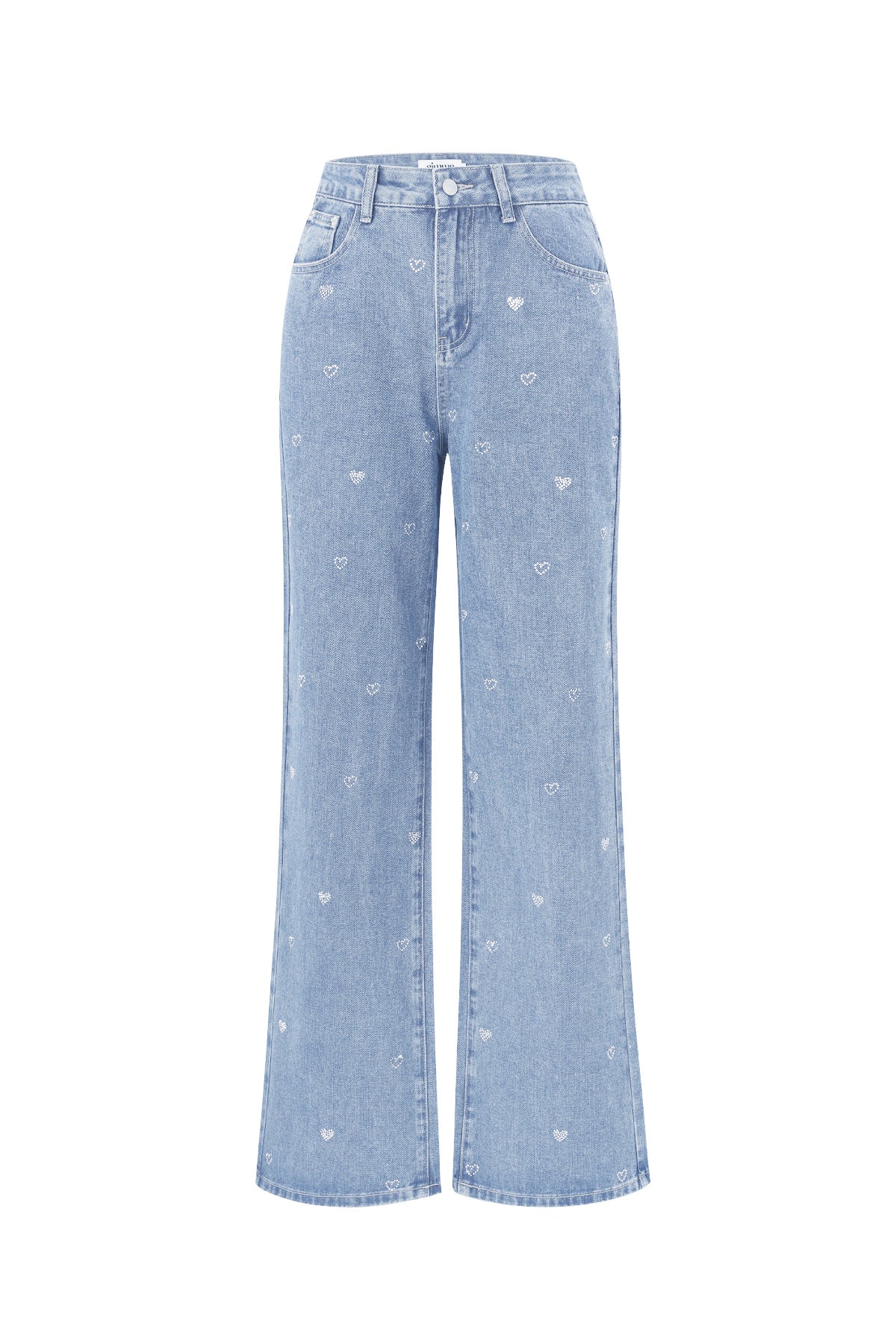 Jeans denim con cuore glitterato