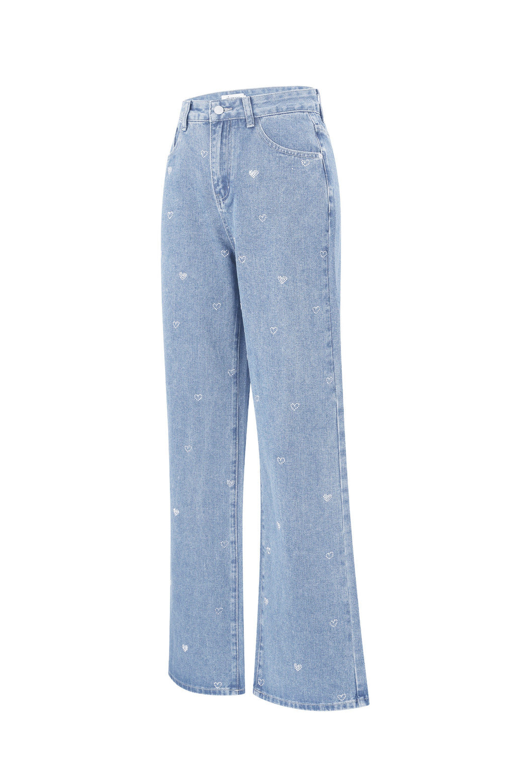 Jeans denim con cuore glitterato