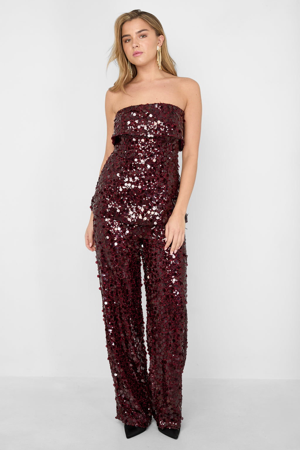 Fibra di poliestere (poliestere) Top senza maniche Paillettes Eleganti Tutti i vestiti adatti