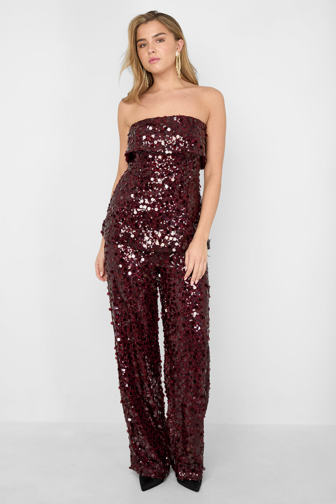 Fibra di poliestere (poliestere) Top senza maniche Paillettes Eleganti Tutti i vestiti adatti